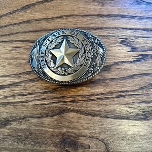 Tony Lama The State of Texas Solid Brass Belt Buckle